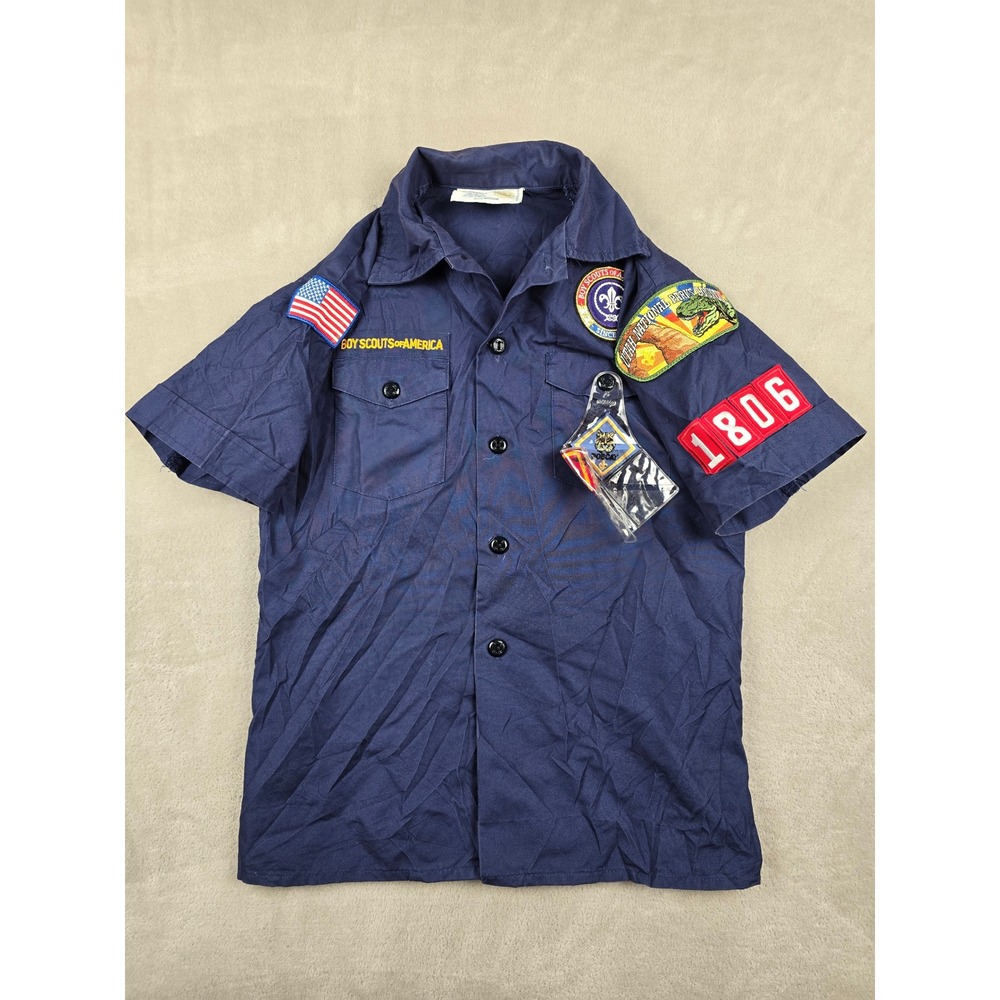 Boy Scouts of America Uniform Shirt Youth Medium Blue Patches 1806 Utah Council